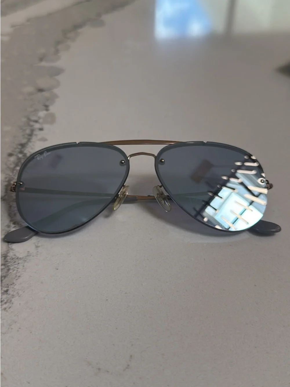 Ray-Ban Aviator Sunglasses - Blue Lenses with Gold Frame